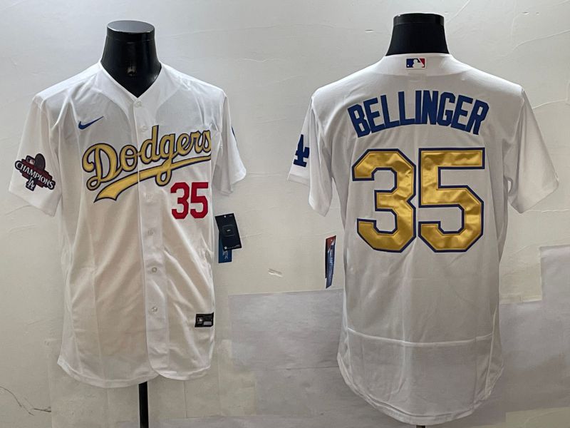 Men Los Angeles Dodgers #35 Bellinger White Elite 2025 Nike MLB Jersey style 3